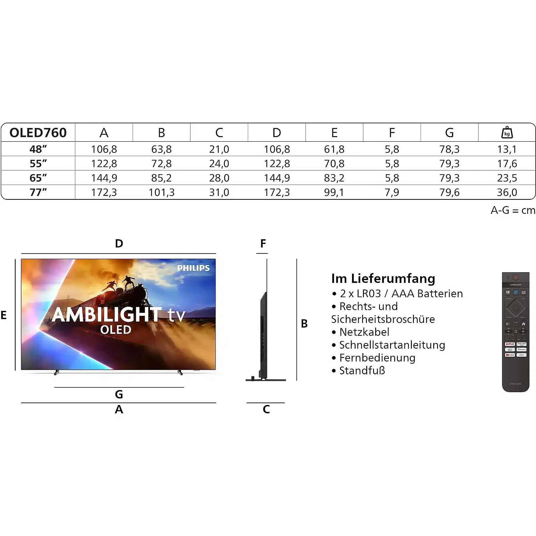 PHILIPS 55OLED760/12 OLED Ambilight TV (piatto, 55 Zoll / 139 cm, UHD 4K, SMART TV, Ambilight) – Bild 9